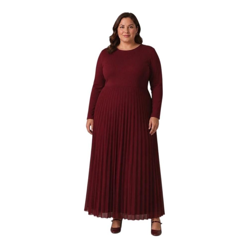 J CREW XL Ballet Maxi Dress Burgundy Scoop Back Pleated Special Occasion NEW